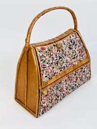 Vintage Woven Wicker Seashell Bag