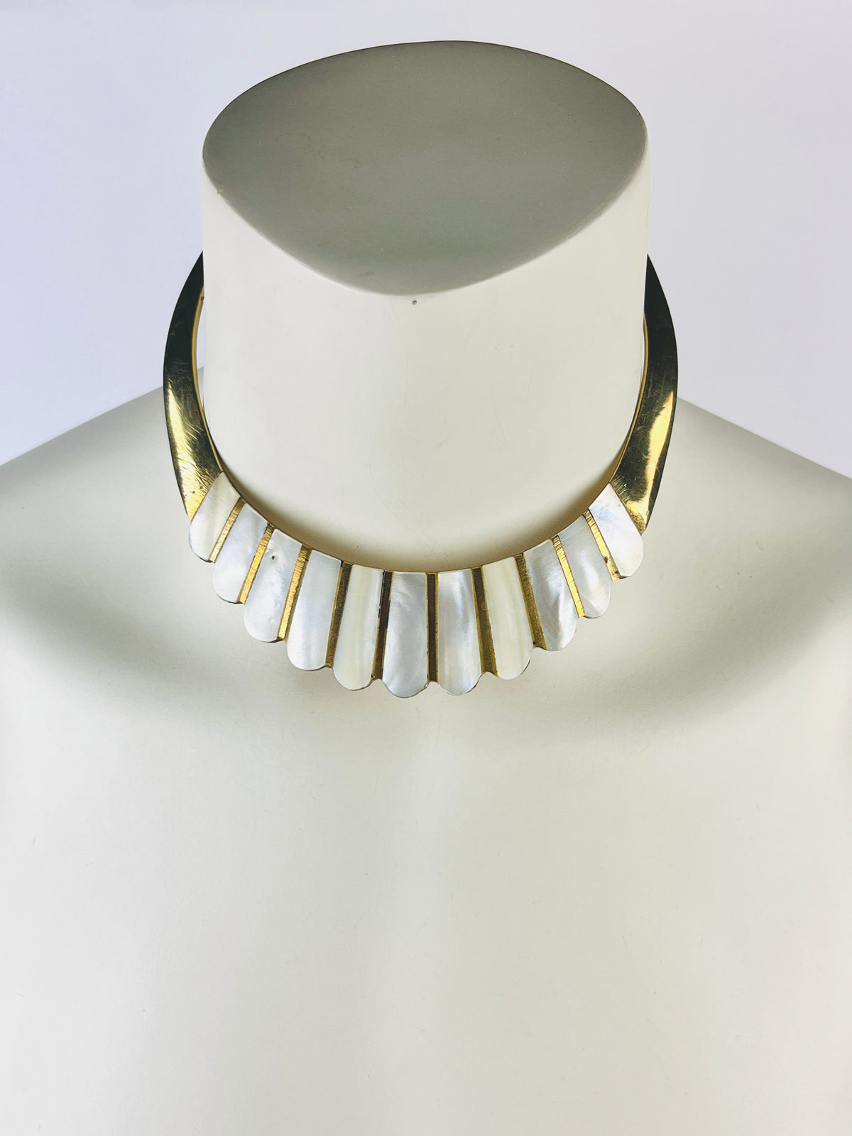 Vintage Brass & Mother of Pearl Necklace