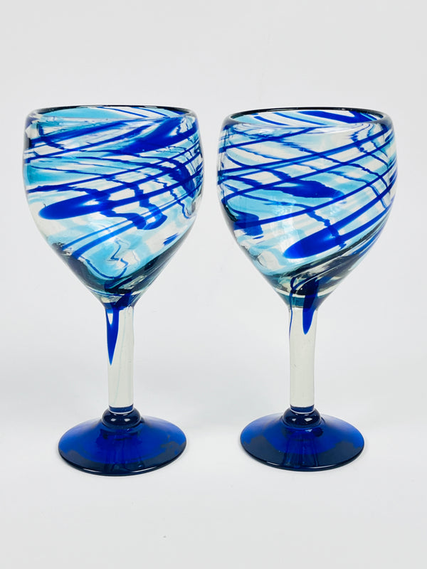 Vintage Hand-Blown Wine Glasses, 2pc