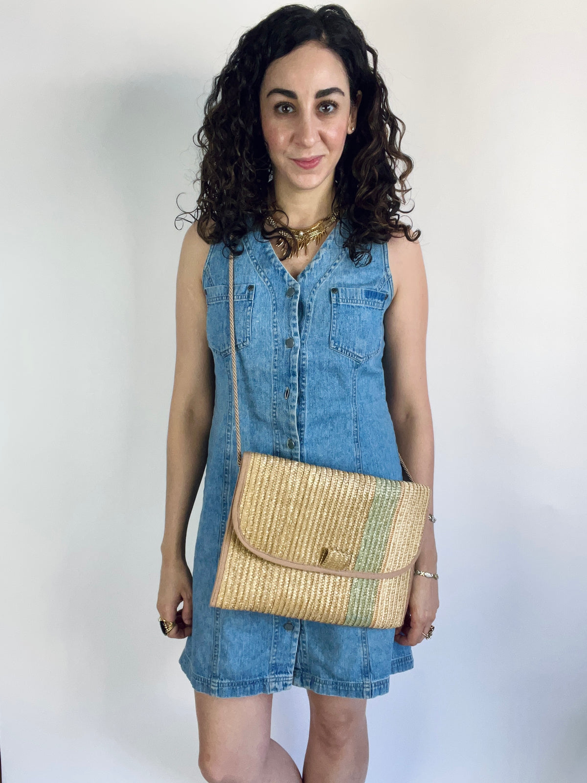 Vintage Woven Staw Clutch/Shoulder Bag