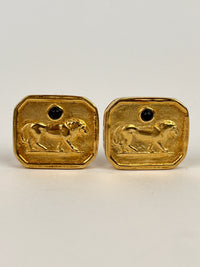 Vintage Lion & Onyx Earrings