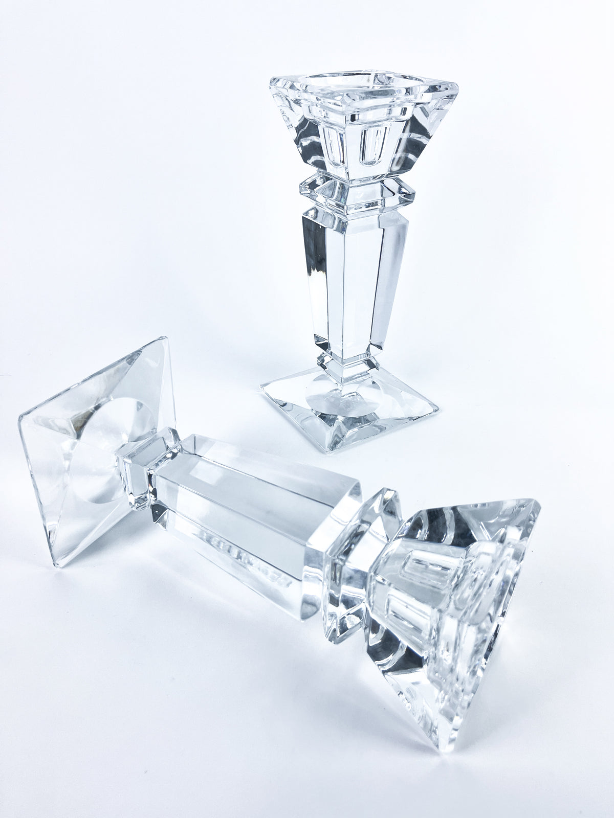 Large Vintage Crystal Candle Holders