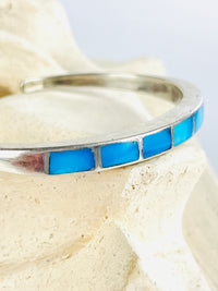 Vintage Sterling Silver & Turquoise Zuni Cuff Bracelet