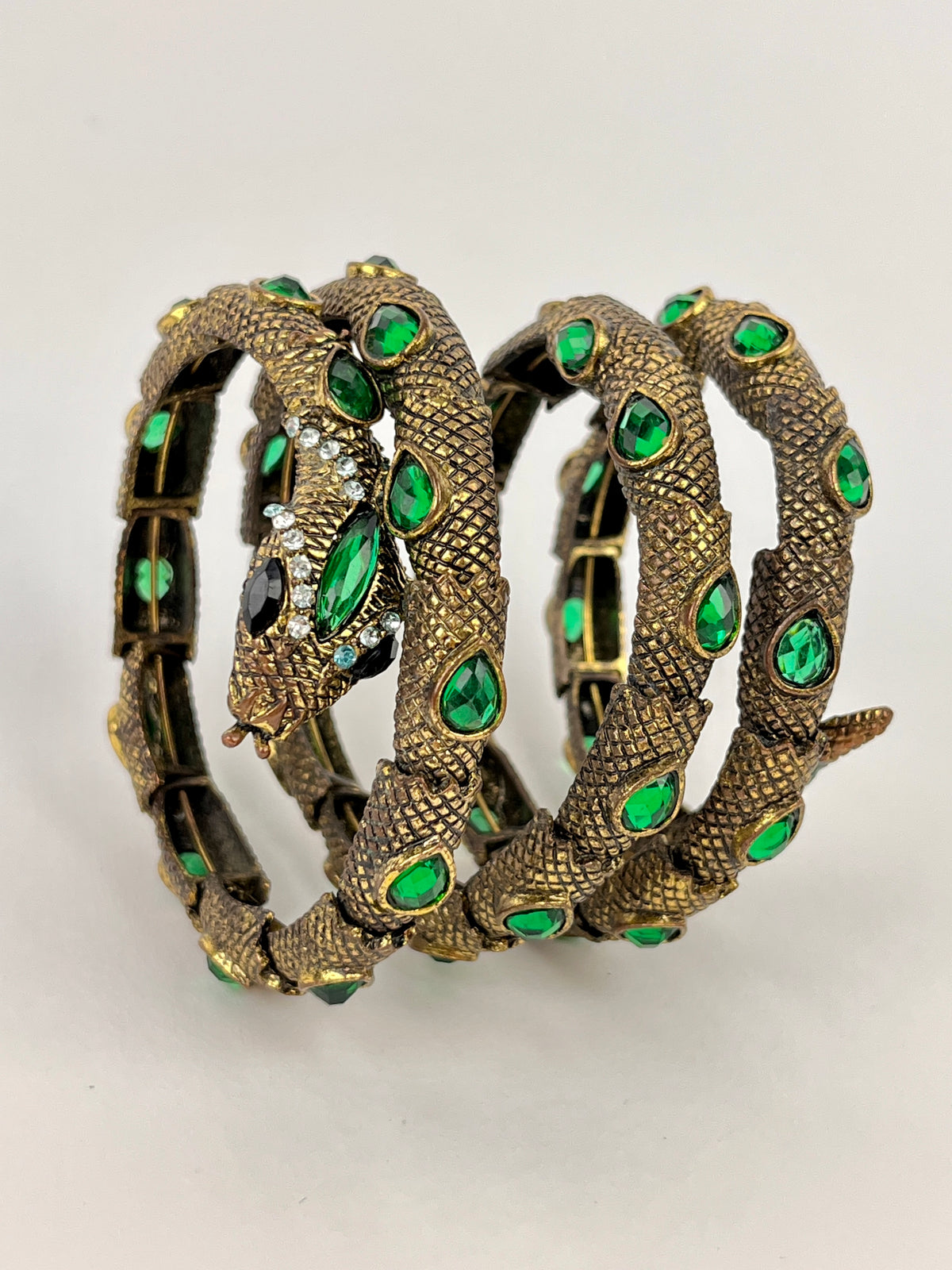 Coiled Rhinestone Snake Bracelet