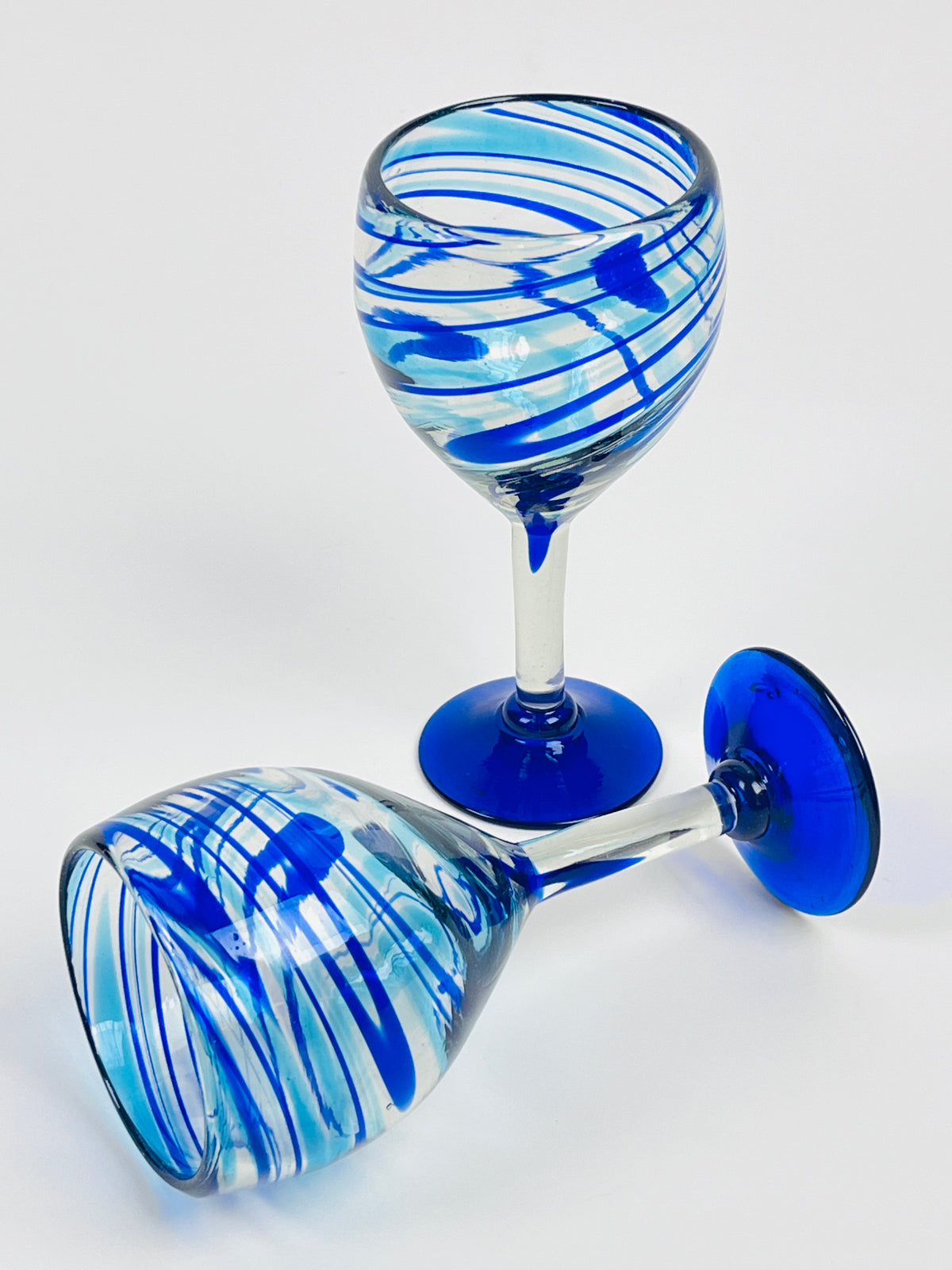 Vintage Hand-Blown Wine Glasses, 2pc