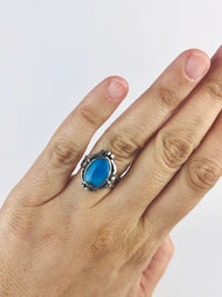 Vintage Navajo Sterling Silver Sleeping Beauty Turquoise Ring