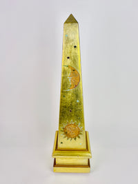 Vintage Celestial Gold Carved Wood Obelisk