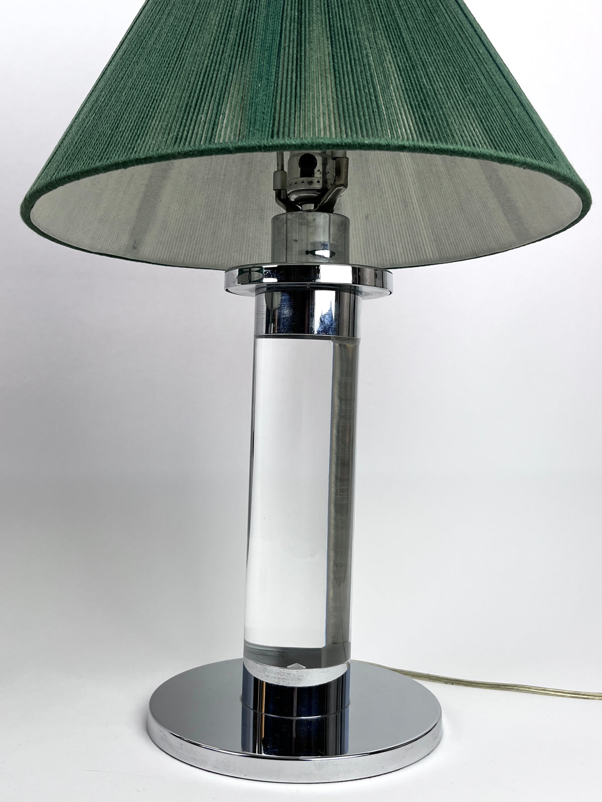 Vintage Lucite & Chrome Lamps with Shades by Frederick Cooper Chicago, A Pair