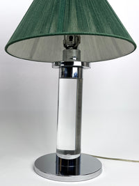 Vintage Lucite & Chrome Lamps with Shades by Frederick Cooper Chicago, A Pair