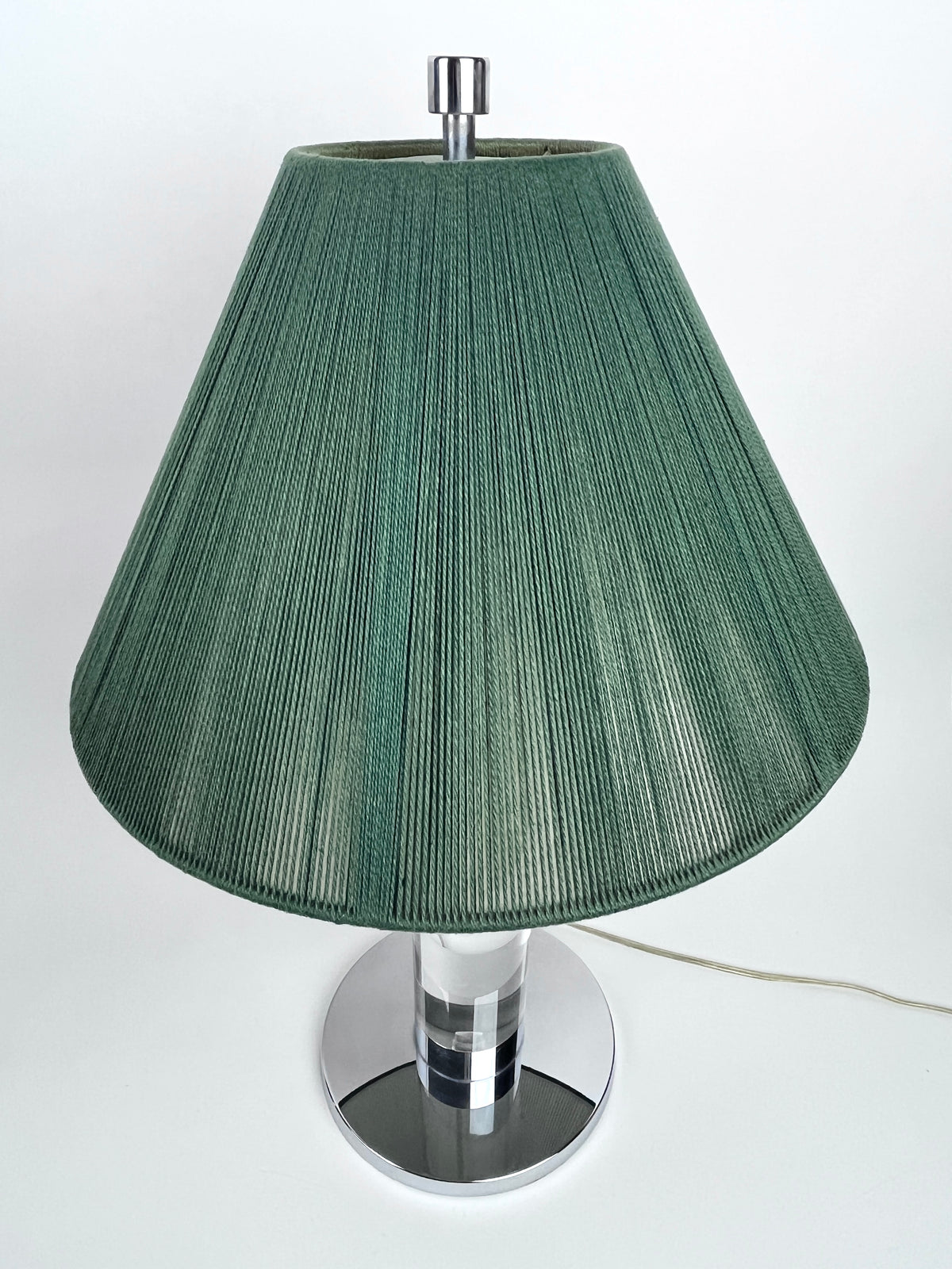 Vintage Lucite & Chrome Lamps with Shades by Frederick Cooper Chicago, A Pair