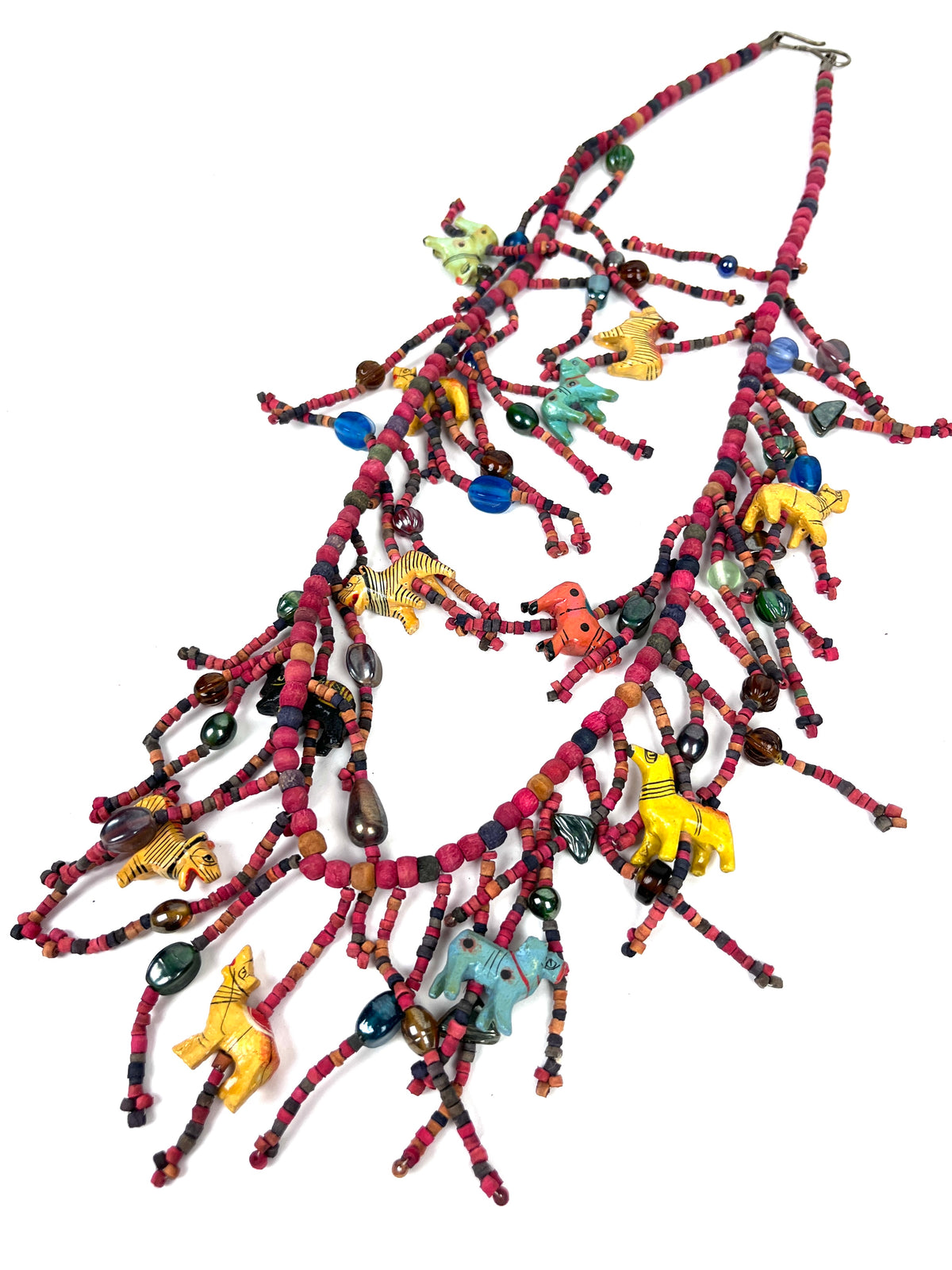 Vintage Carved Wood Animal Necklace