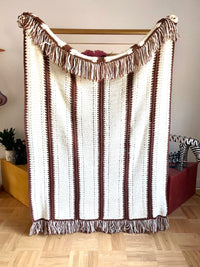 Vintage Striped Crochet Throw Blanket