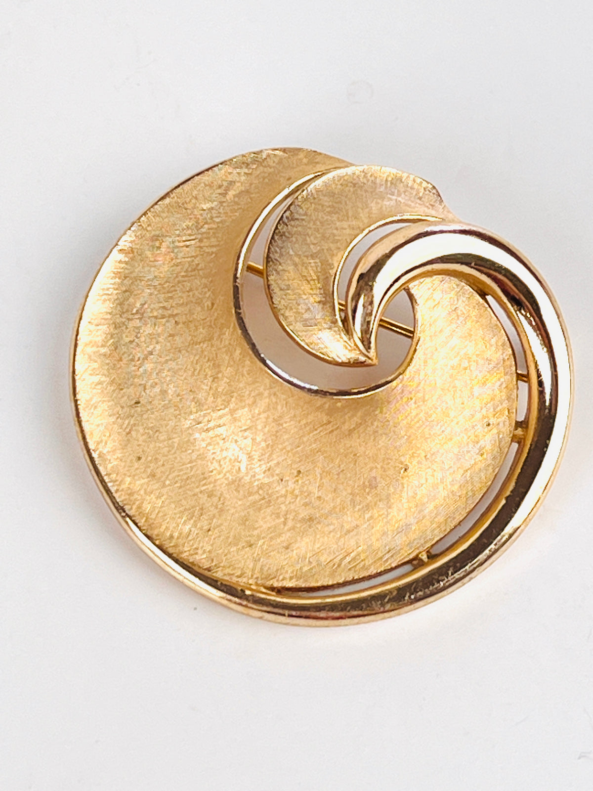 Vintage Crown Trifari Textured Gold Brooch