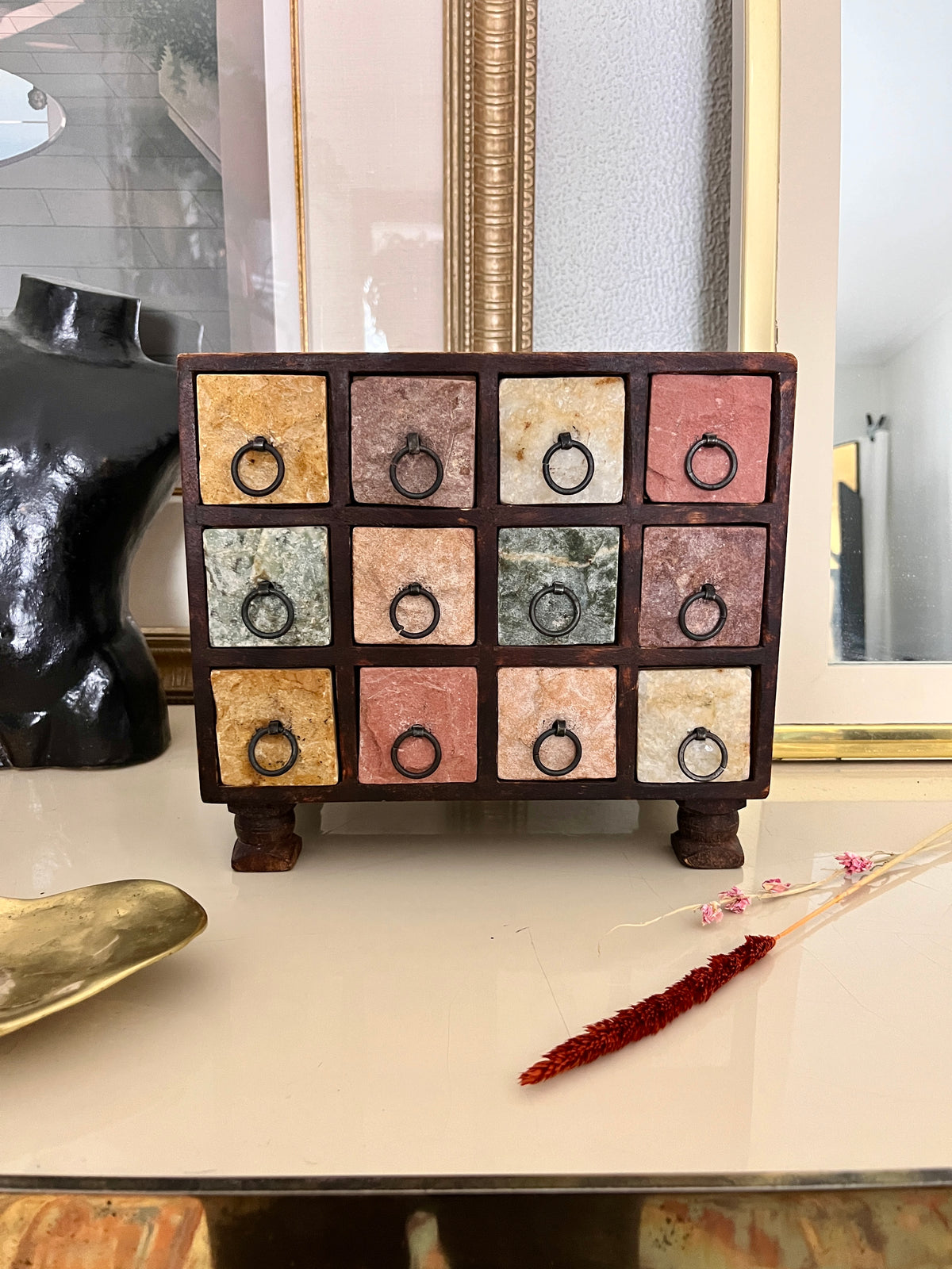 Vintage Stone and Wood Box