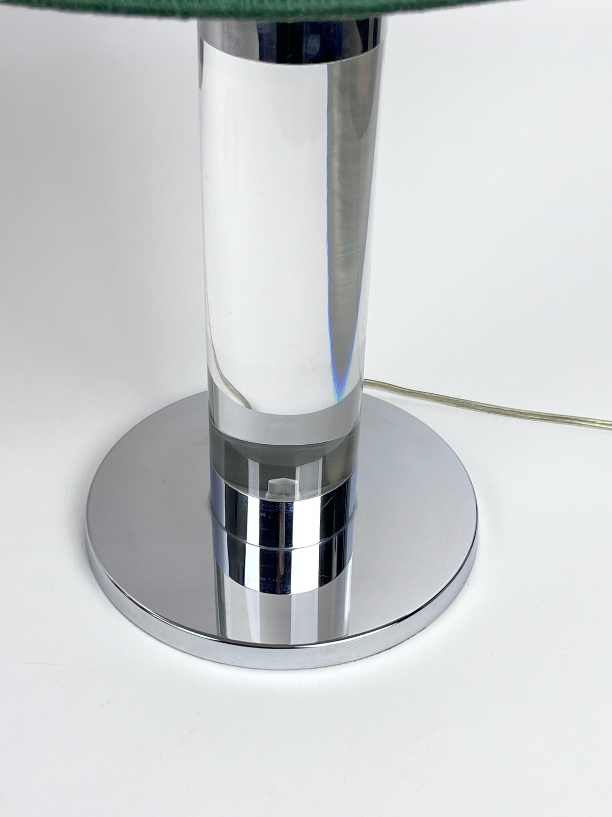 Vintage Lucite & Chrome Lamps with Shades by Frederick Cooper Chicago, A Pair