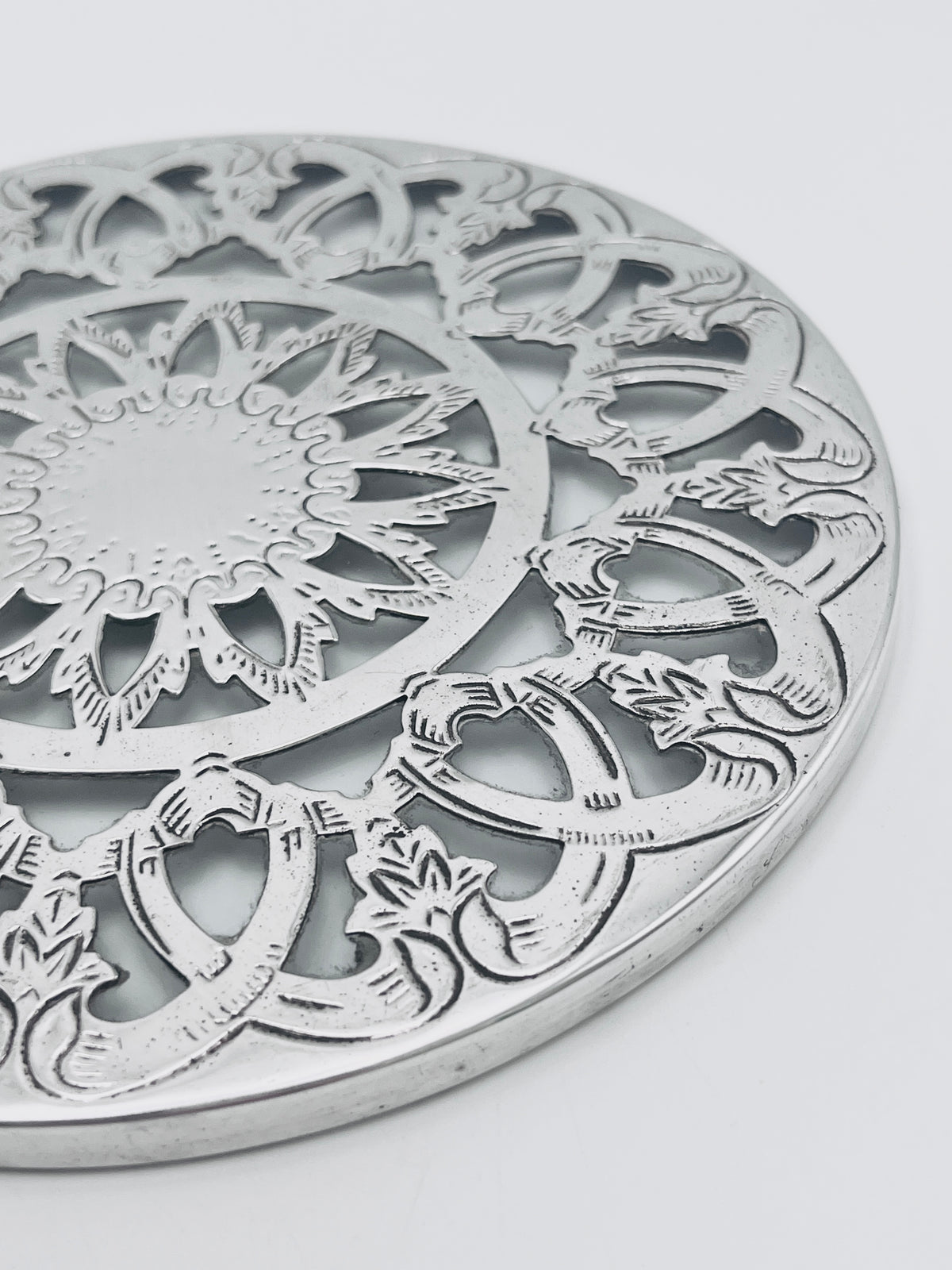 Vintage Silverplate & Glass Trivet