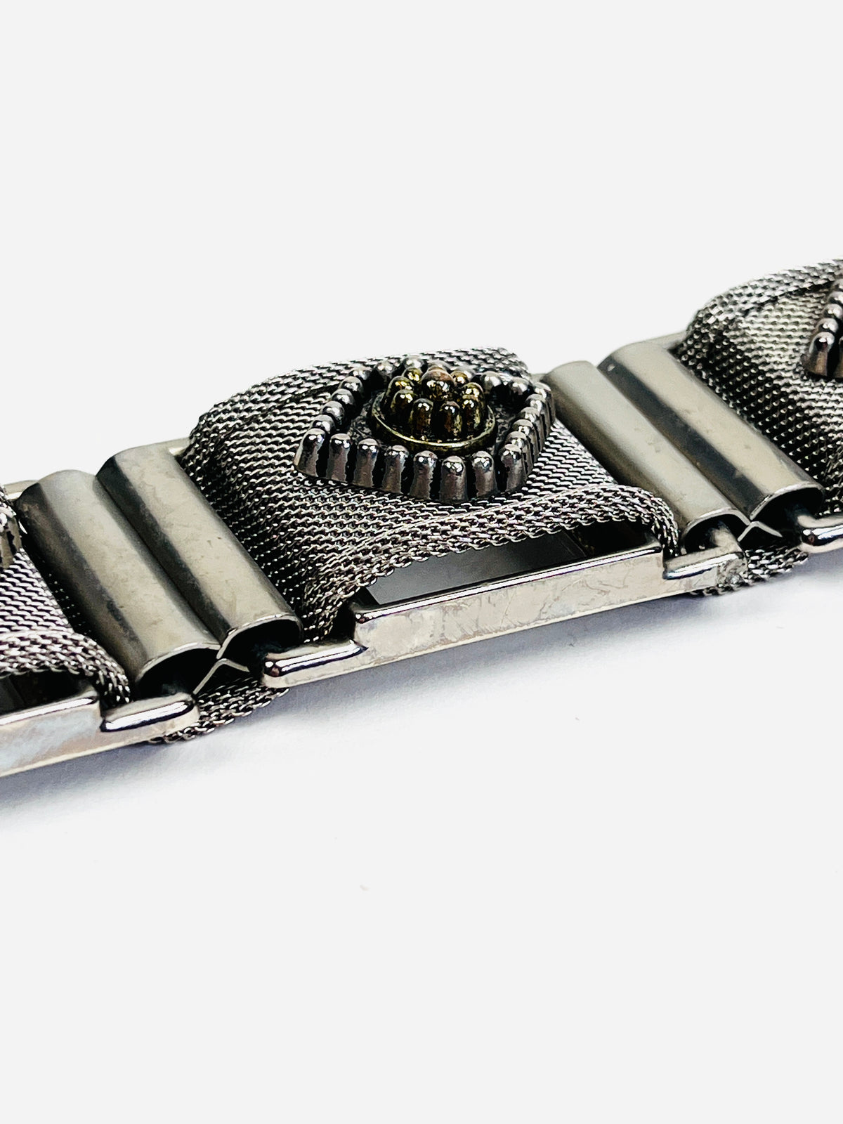 Vintage Woven Metal Mesh & Leather Belt