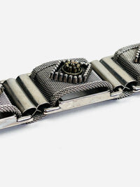Vintage Woven Metal Mesh & Leather Belt