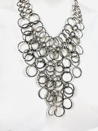 Vintage Silver Tone Bib Necklace