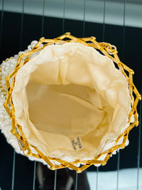 Vintage Beaded White Satin Bag