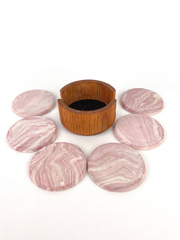 Pink Marbled Coasters in Caddy