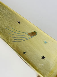 Vintage Celestial Gold Carved Wood Obelisk