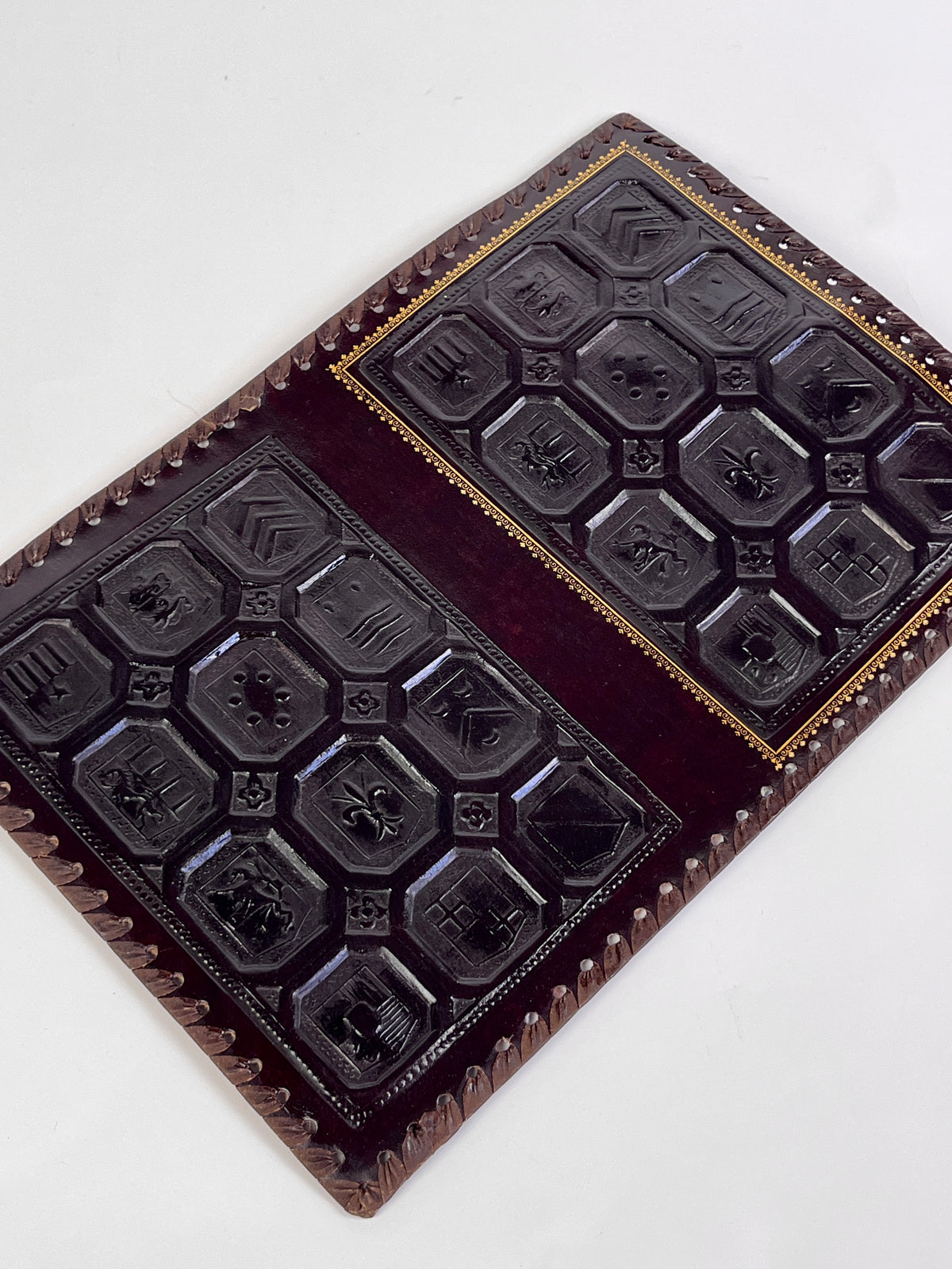 Vintage Italian Embossed Leather Book Cover