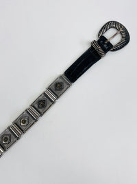 Vintage Woven Metal Mesh & Leather Belt