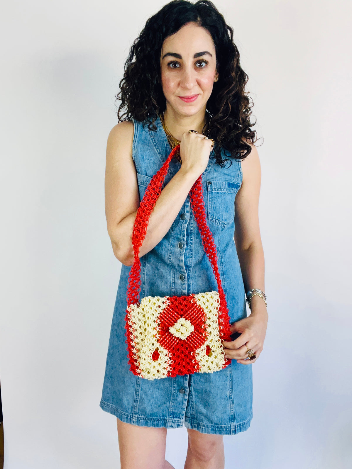 Vintage Plastic Macrame Bag