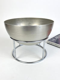 Vintage Modernist Hugh Acton Spun Aluminum Planter on Chrome Stand