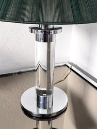 Vintage Lucite & Chrome Lamps with Shades by Frederick Cooper Chicago, A Pair