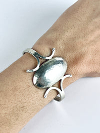 Vintage Modernist Sterling Silver Cuff Signed CII Mexico
