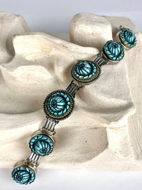 Vintage Faux Turquoise Flower Bracelet