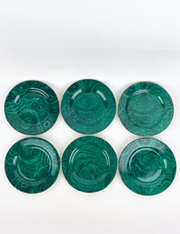 Vintage Neiman Marcus Malachite Gold-Trimmed Dessert Plates - Set of 6
