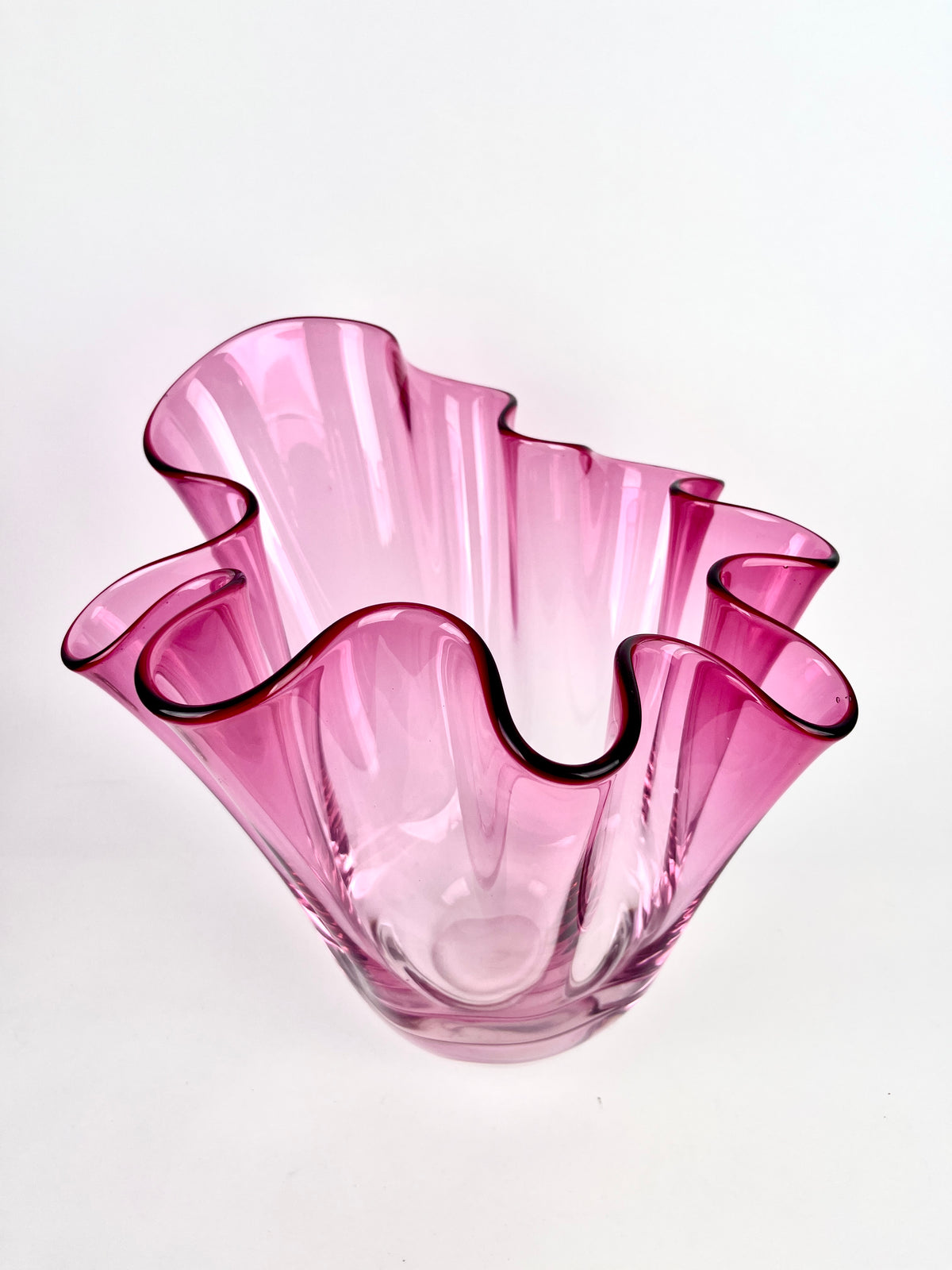 Monumental Blown Glass Fazzoletto Vase by Chalet Canada