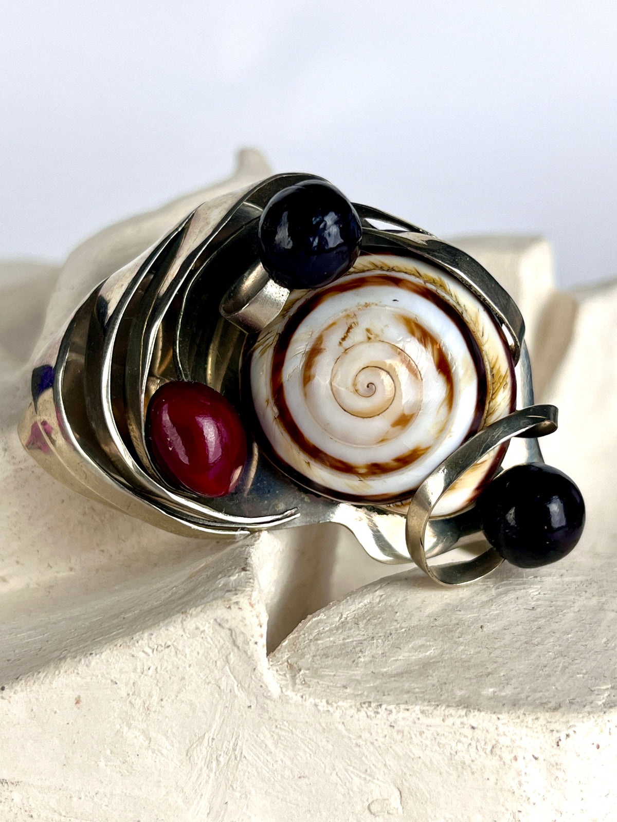 Vintage Handmade Modernist Shell Cuff