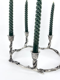 Vintage Round Candle Holder with Leaf Motif