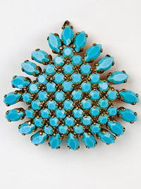Vintage 1950s Turquoise Glass Brooch & Pendant