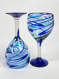 Vintage Hand-Blown Wine Glasses, 2pc