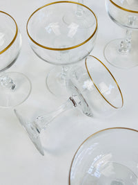 Vintage Gold-Rimmed Coupe Glasses