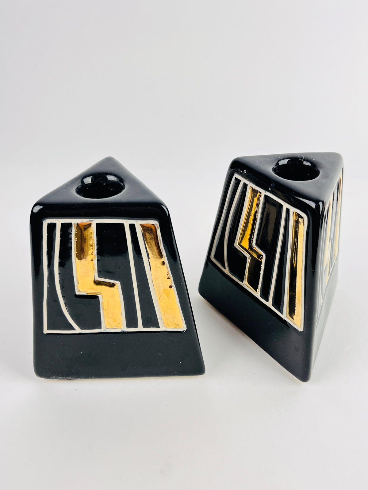 Vintage Modernist Ceramic Candle Holders