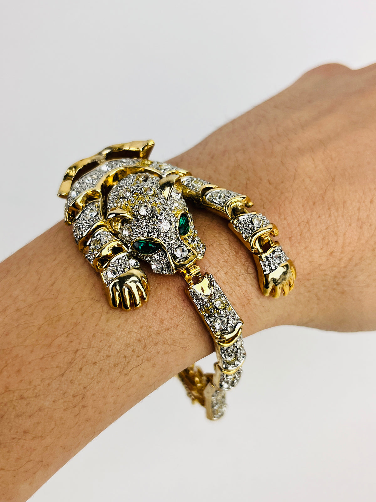 Vintage Rhinestone Leopard Bracelet