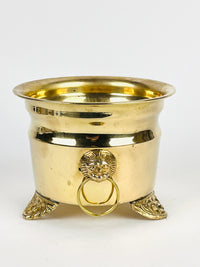 Vintage Brass Lion Head Planter