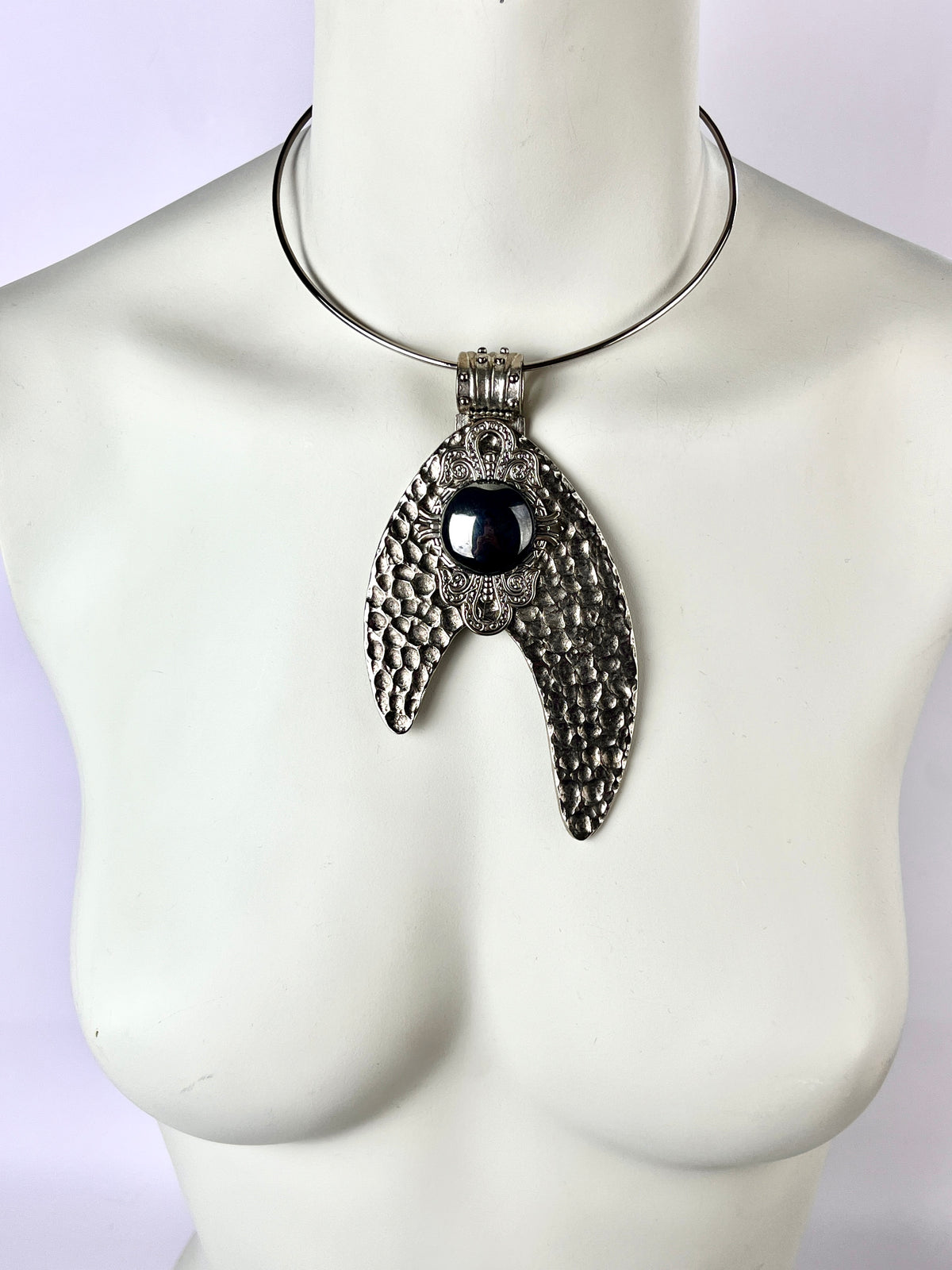 Vintage Silver Tone Hematite Necklace