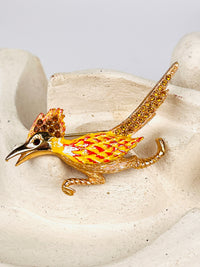 Vintage Rhinestone Roadrunner Brooch