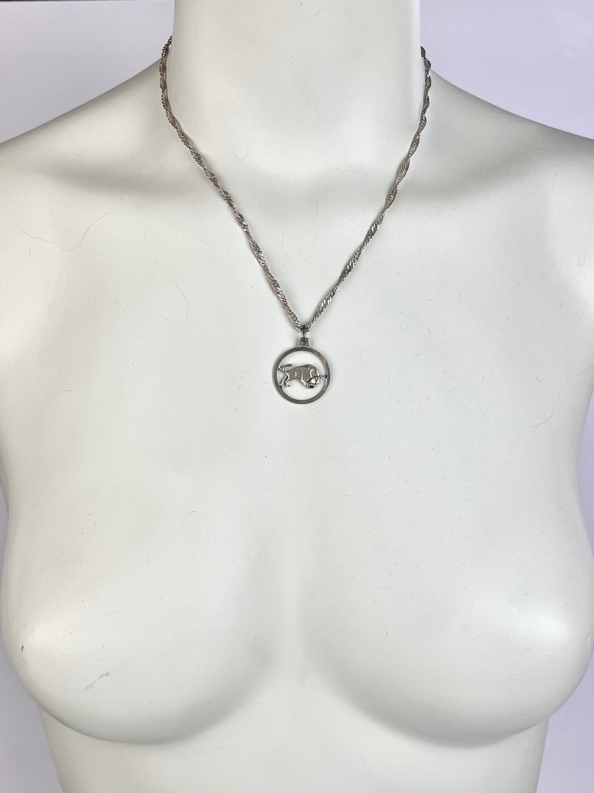 Vintage Sterling Silver Taurus Necklace