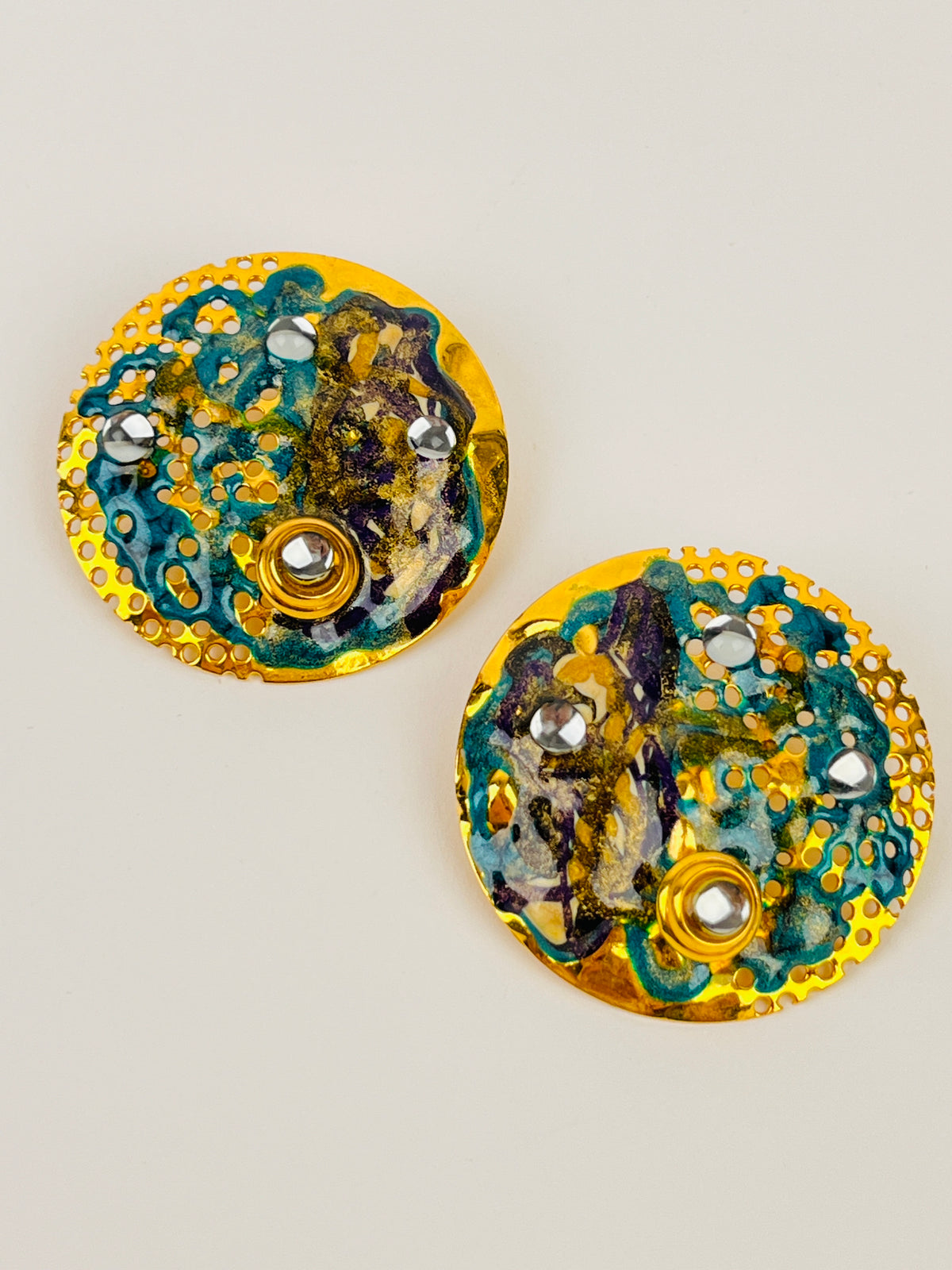 Vintage Enameled Metal Earrings