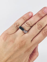 Modernist Sterling Onyx Ring