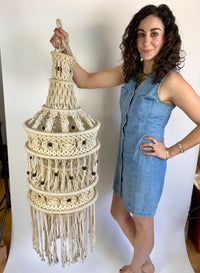 Large Vintage Macrame Hanging Pendant