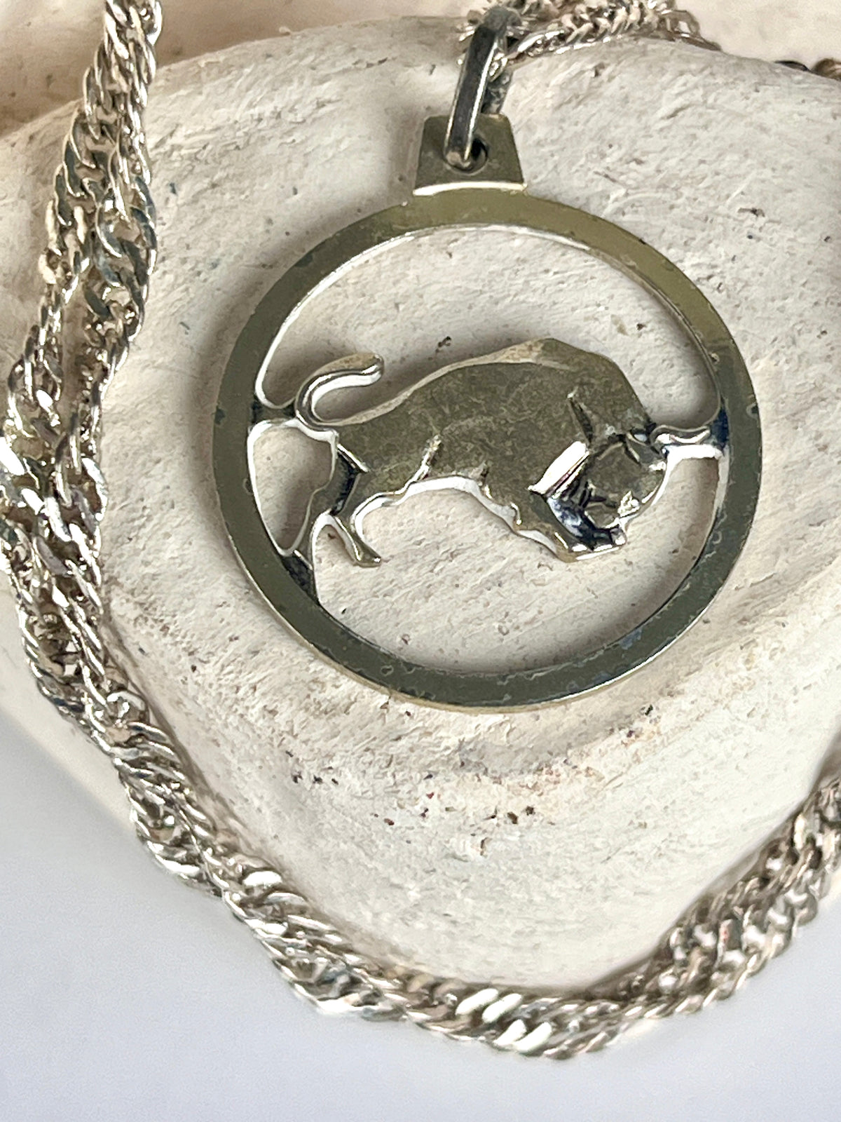 Vintage Sterling Silver Taurus Necklace